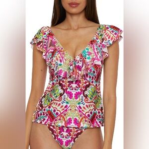 Trina Turk Women's Bloom Tankini, V-Neck, Casual, Floral Print, Swimsuit Tops